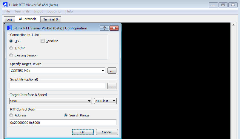 RTT Viewer Settings