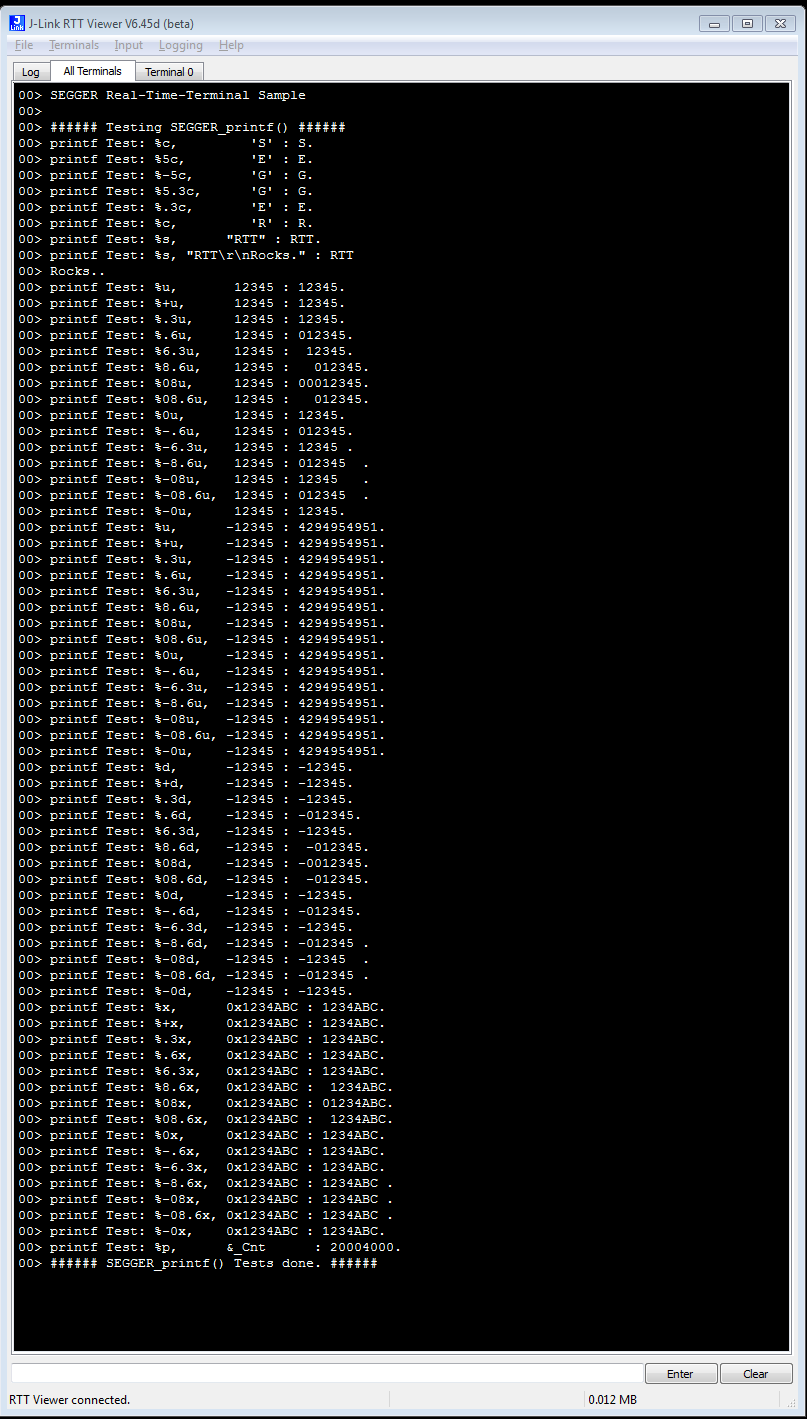 RTT Viewer output