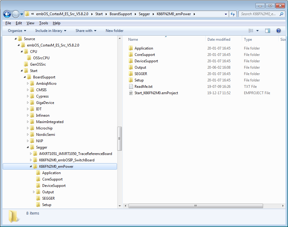 embOS source code shipment