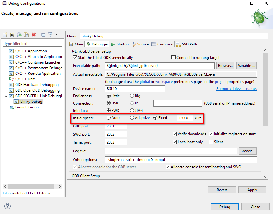 OnSemiconducorIDE JLinkDebugConf Debugger TargetInterfaceSpeed Initial.png