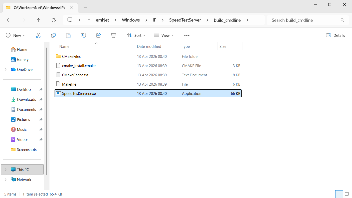 emNet CMake CmdLine BuiltExecutable.png