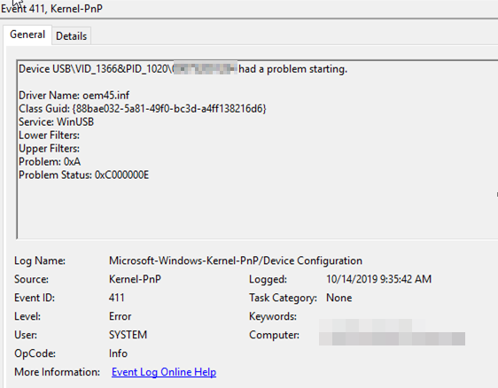 JLink-DriverCode10 EventLog.png
