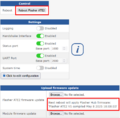Web interface following a successful firmware update file upload