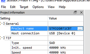 Open J-Flash project settings